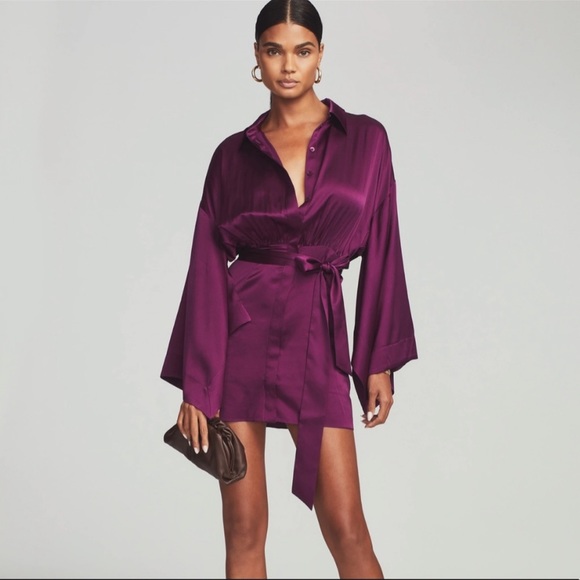 Retrofete Scottie Silk Mini Shirt Dress - Picture 5 of 15